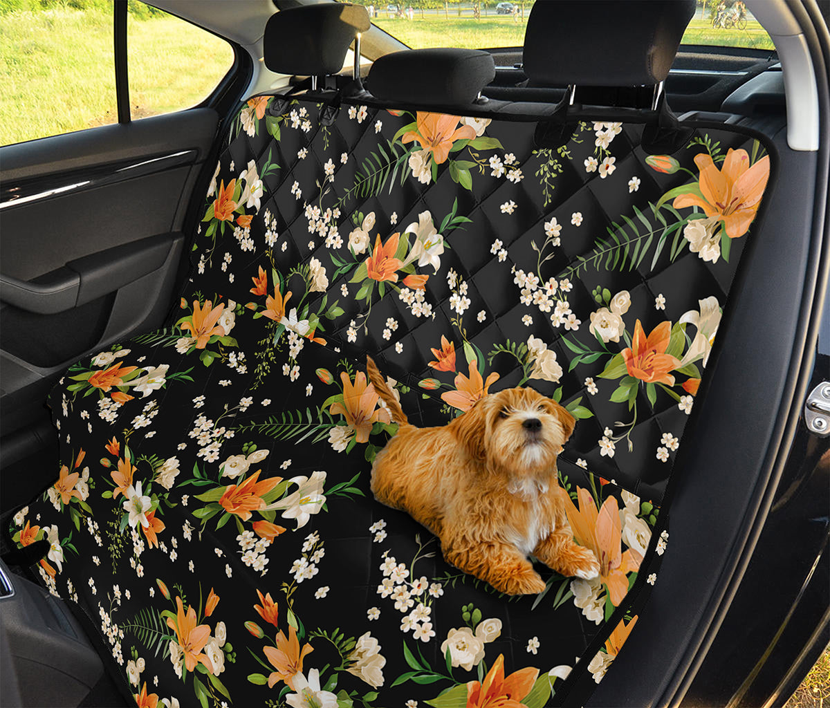 Spring Lily Flowers Pattern Print Pet Car Back Seat Cover