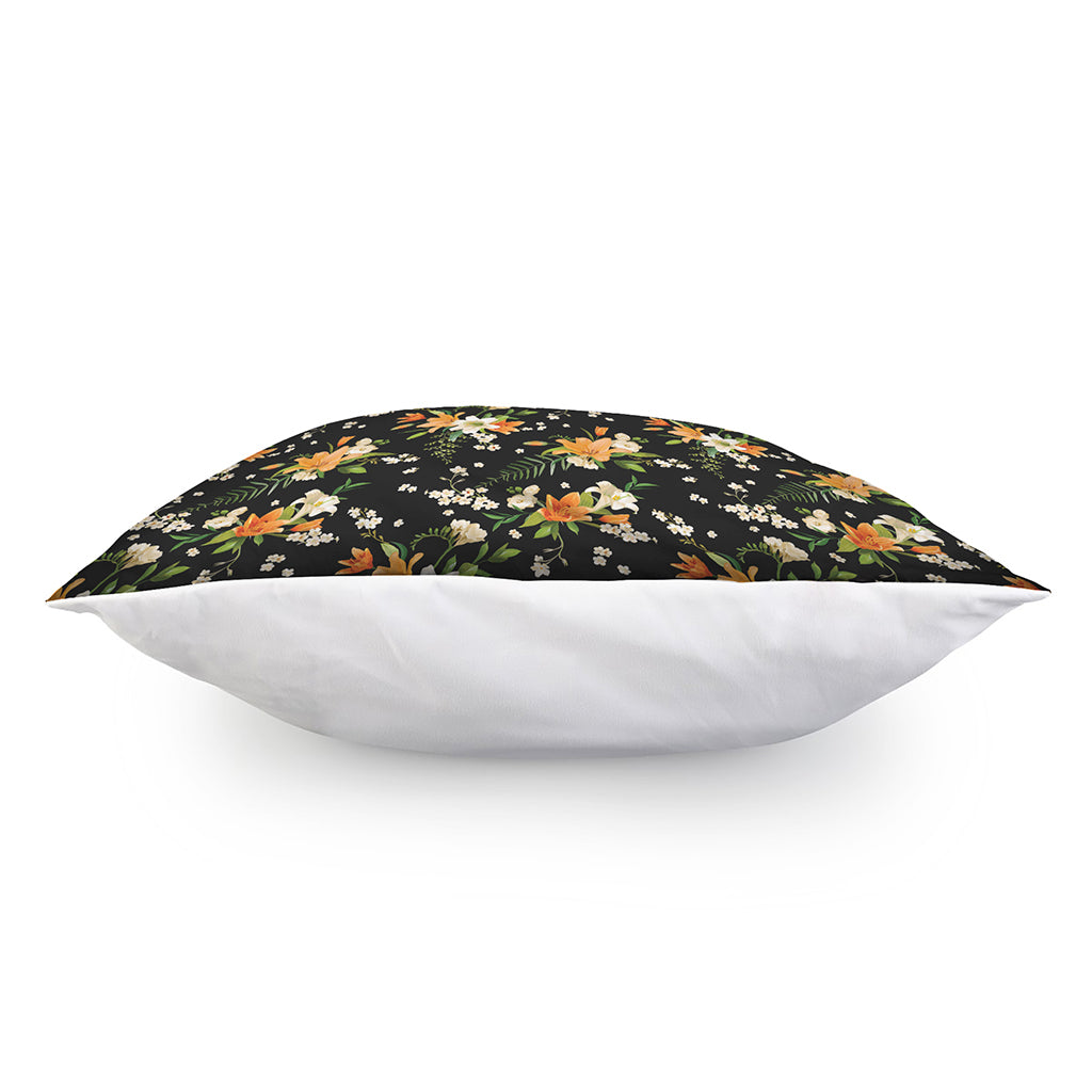Spring Lily Flowers Pattern Print Pillow Cover