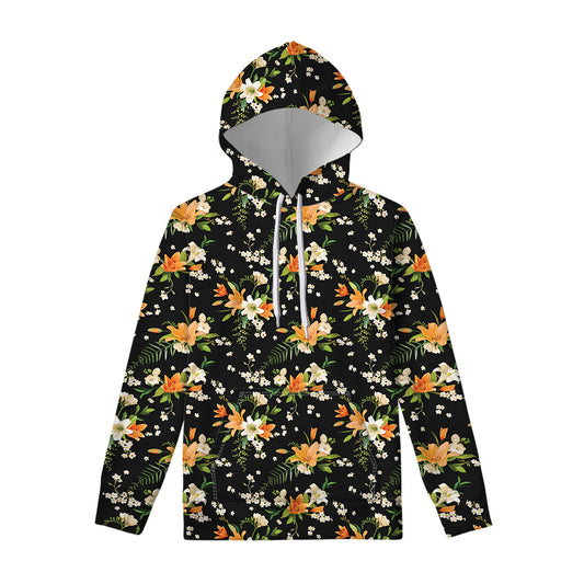 Spring Lily Flowers Pattern Print Pullover Hoodie