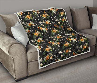 Spring Lily Flowers Pattern Print Quilt