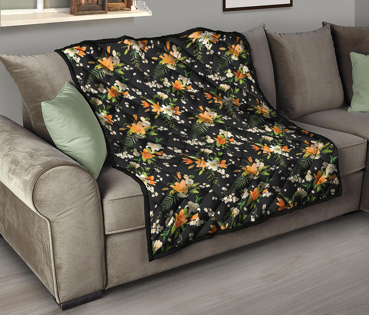 Spring Lily Flowers Pattern Print Quilt