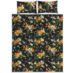 Spring Lily Flowers Pattern Print Quilt Bed Set