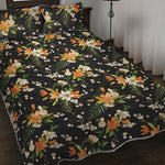 Spring Lily Flowers Pattern Print Quilt Bed Set