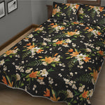 Spring Lily Flowers Pattern Print Quilt Bed Set