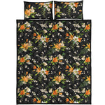 Spring Lily Flowers Pattern Print Quilt Bed Set
