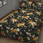Spring Lily Flowers Pattern Print Quilt Bed Set