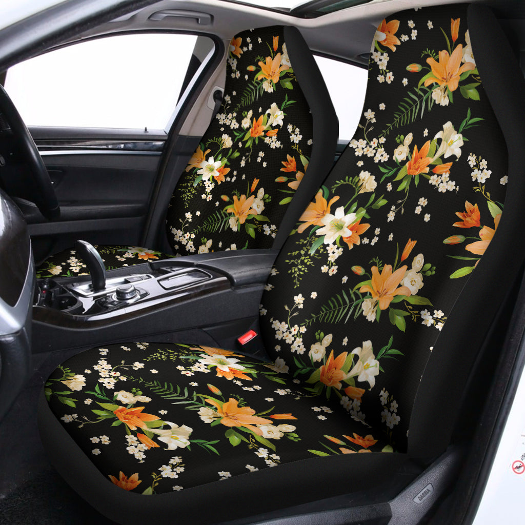 Spring Lily Flowers Pattern Print Universal Fit Car Seat Covers