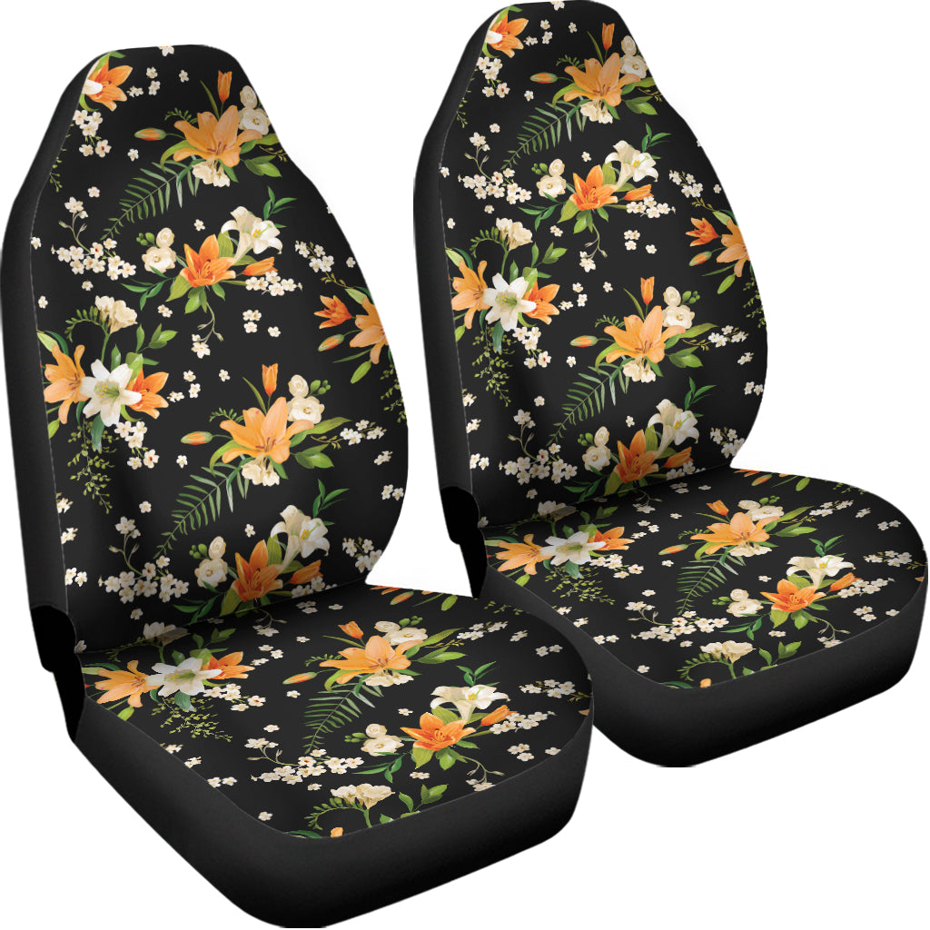 Spring Lily Flowers Pattern Print Universal Fit Car Seat Covers