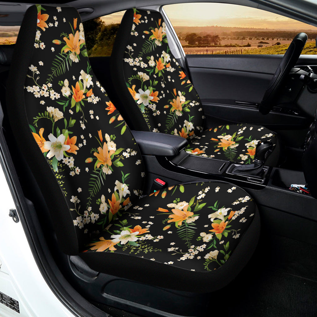 Spring Lily Flowers Pattern Print Universal Fit Car Seat Covers