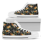 Spring Lily Flowers Pattern Print White High Top Shoes