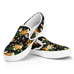Spring Lily Flowers Pattern Print White Slip On Shoes
