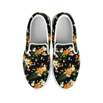 Spring Lily Flowers Pattern Print White Slip On Shoes