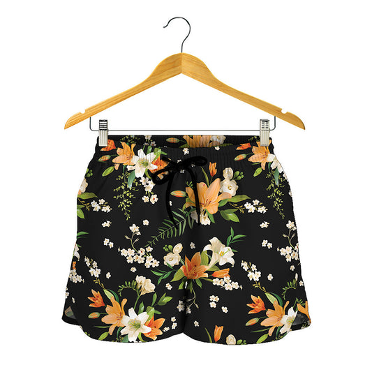 Spring Lily Flowers Pattern Print Women's Shorts