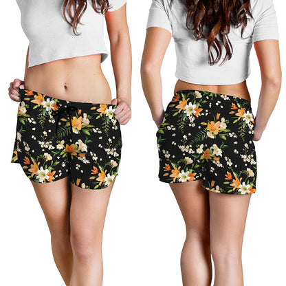 Spring Lily Flowers Pattern Print Women's Shorts
