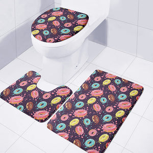 Sprinkles Donut Pattern Print 3 Piece Bath Mat Set