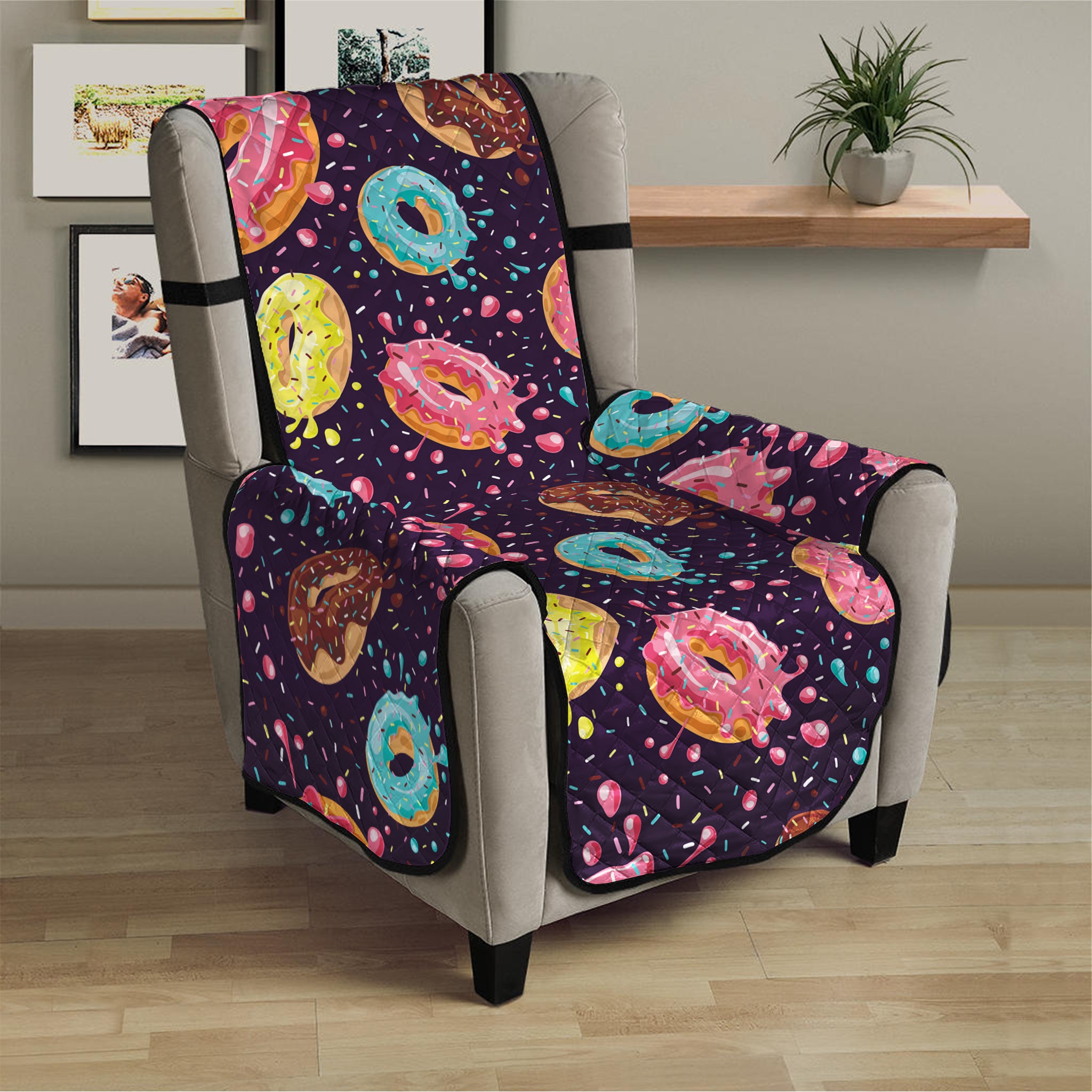 Sprinkles Donut Pattern Print Armchair Protector