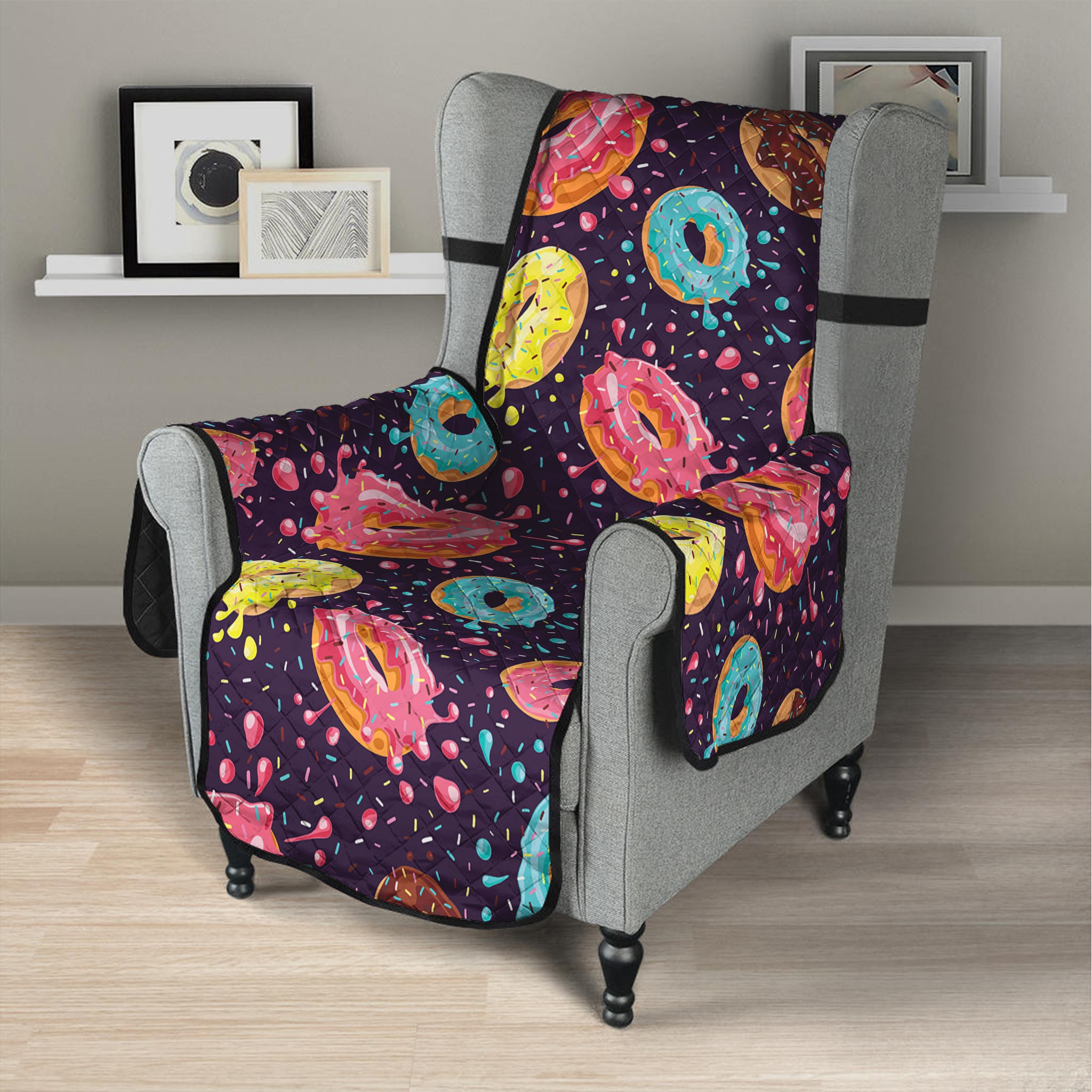 Sprinkles Donut Pattern Print Armchair Protector