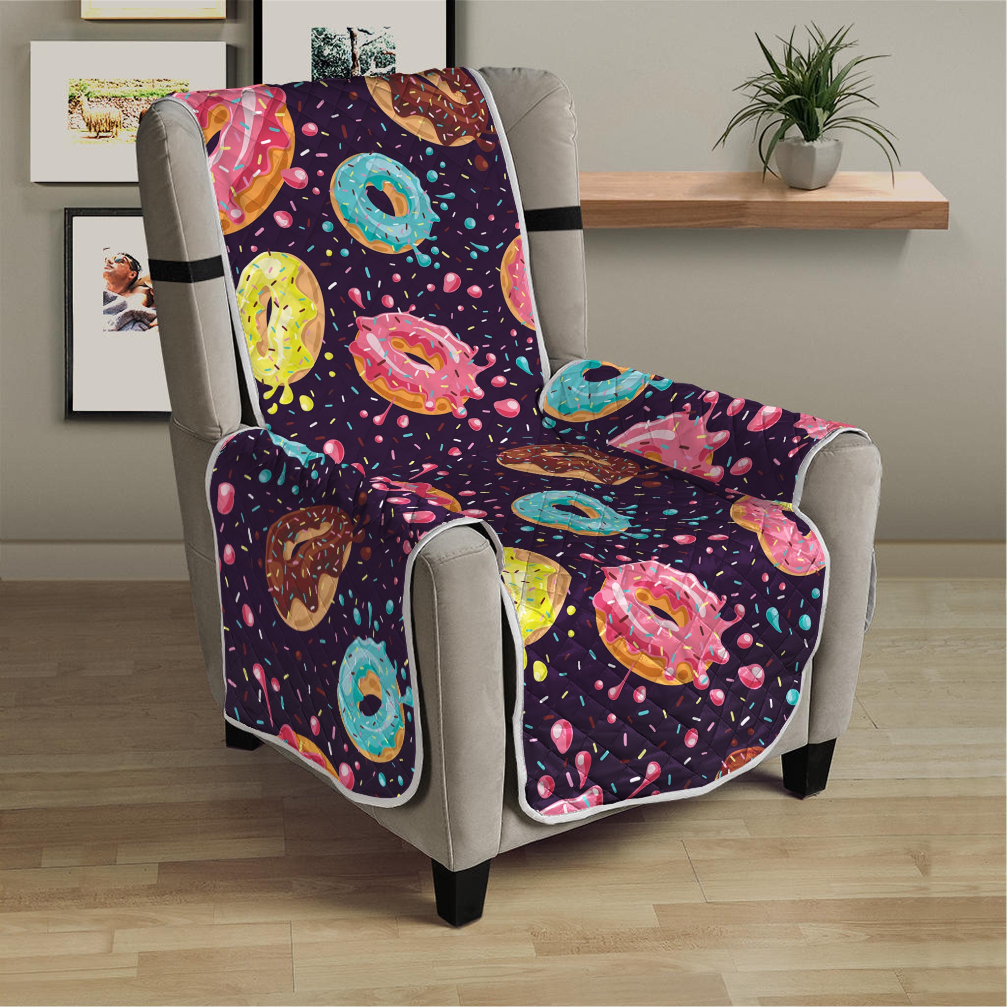 Sprinkles Donut Pattern Print Armchair Protector