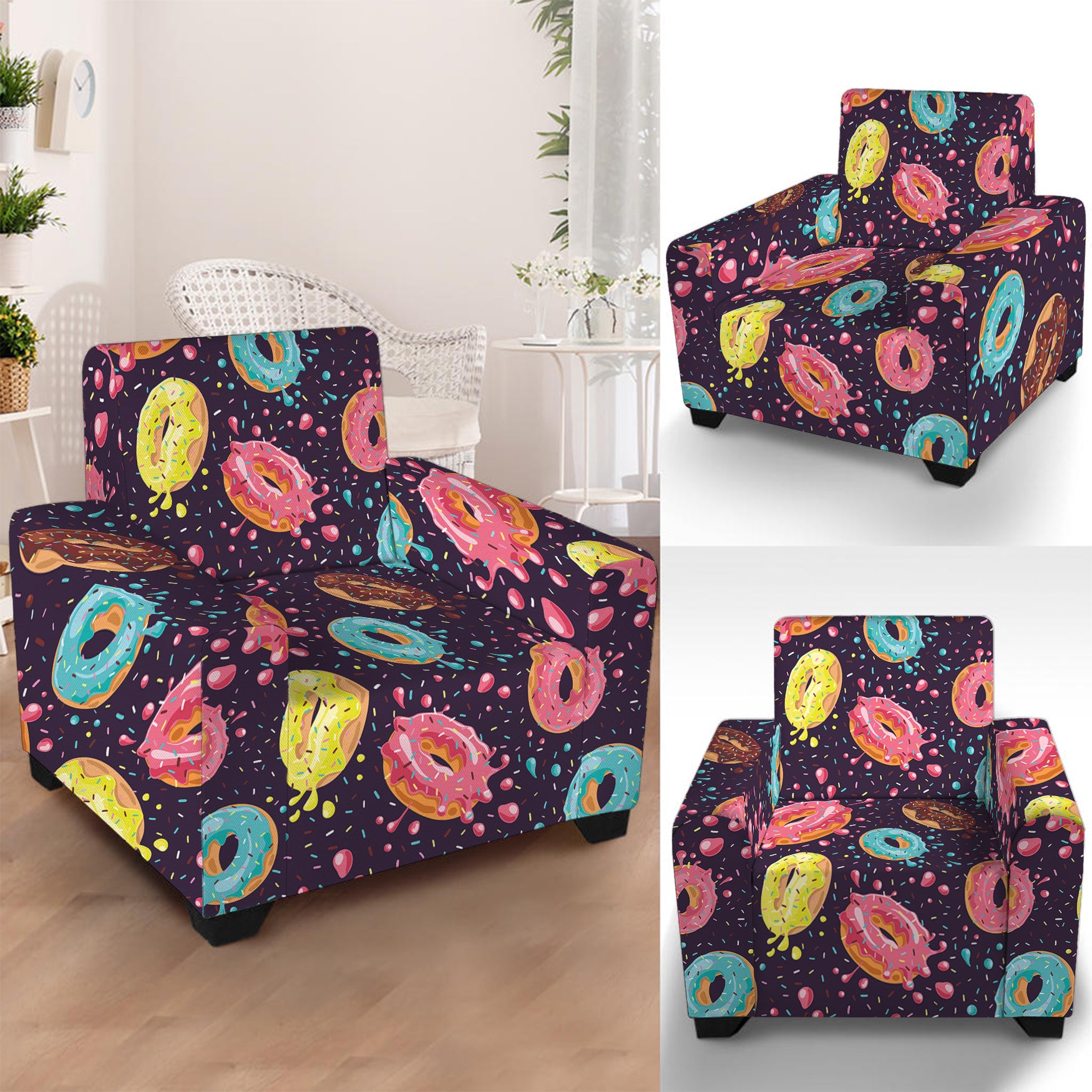 Sprinkles Donut Pattern Print Armchair Slipcover