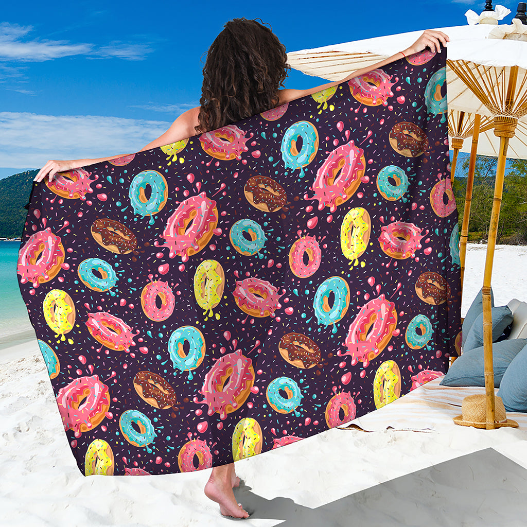 Sprinkles Donut Pattern Print Beach Sarong Wrap