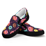 Sprinkles Donut Pattern Print Black Slip On Shoes