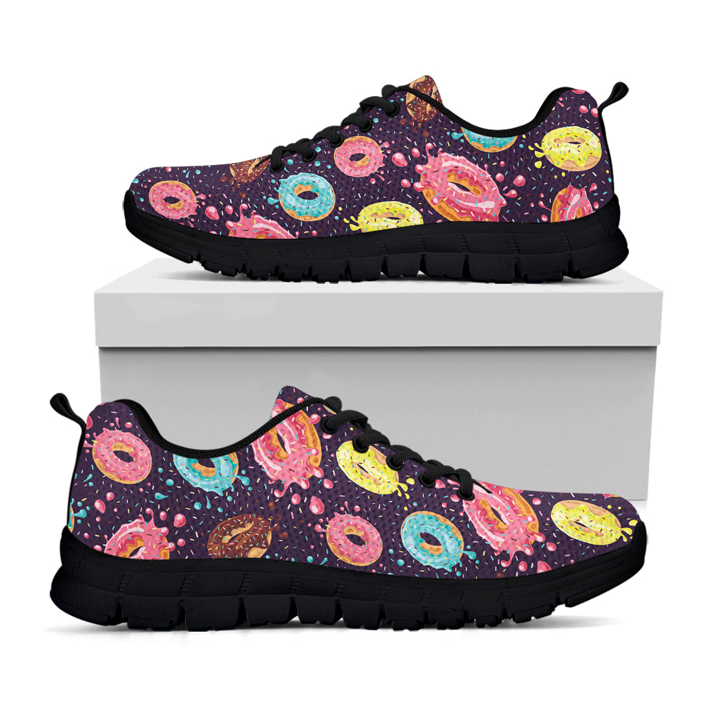 Sprinkles Donut Pattern Print Black Sneakers