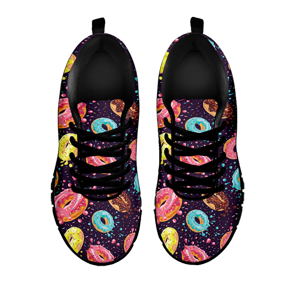 Sprinkles Donut Pattern Print Black Sneakers