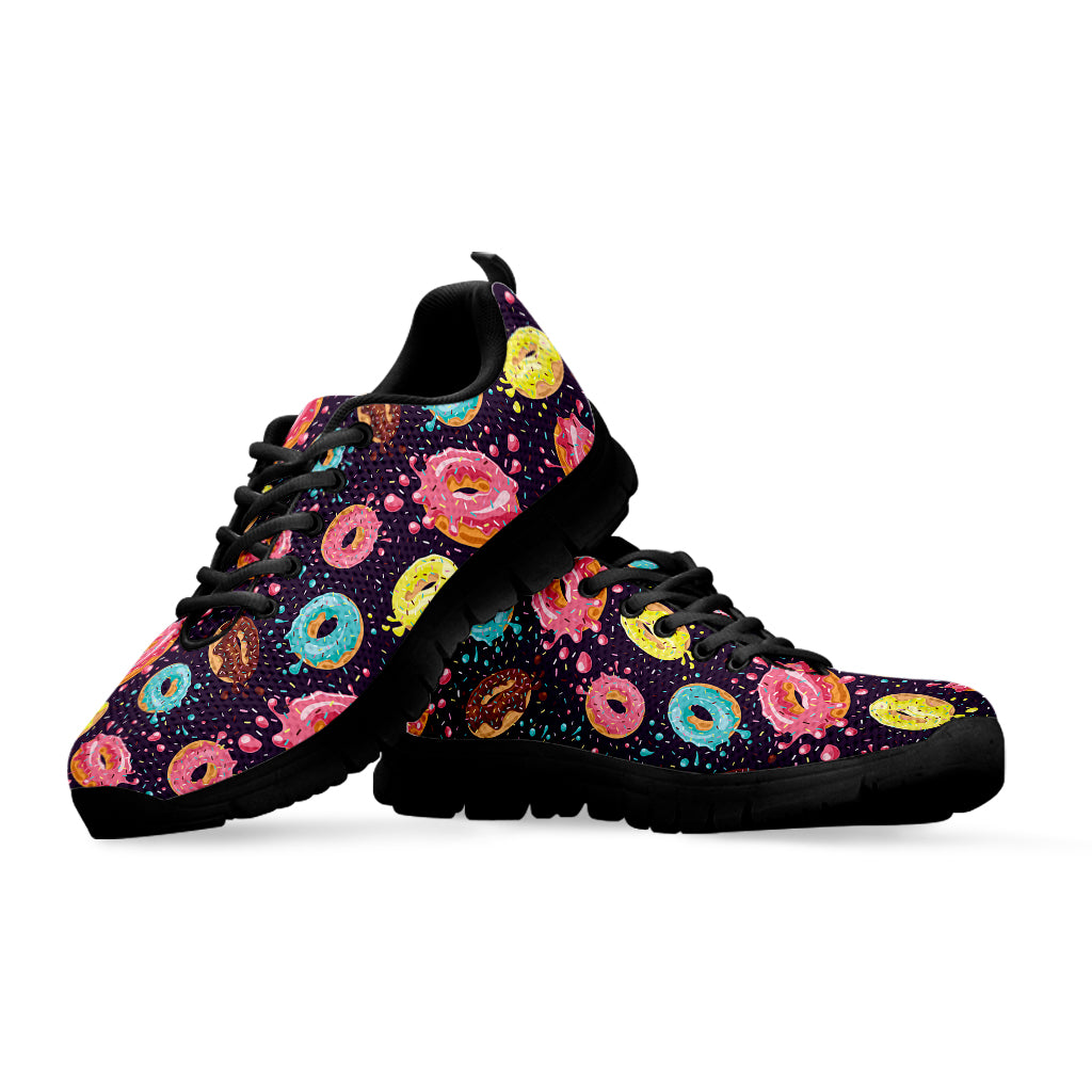 Sprinkles Donut Pattern Print Black Sneakers