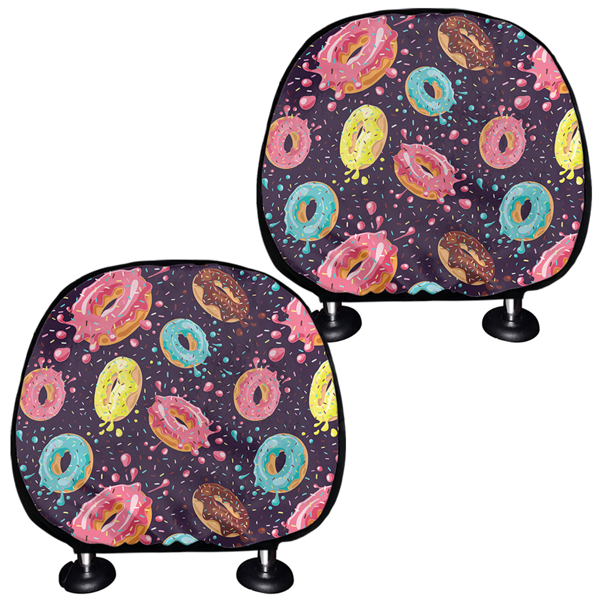 Sprinkles Donut Pattern Print Car Headrest Covers