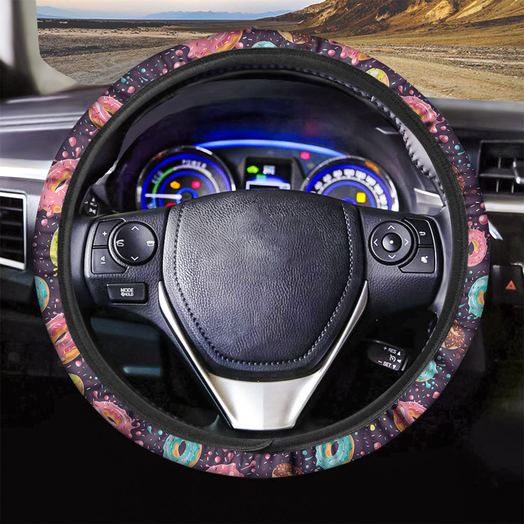 Sprinkles Donut Pattern Print Car Steering Wheel Cover