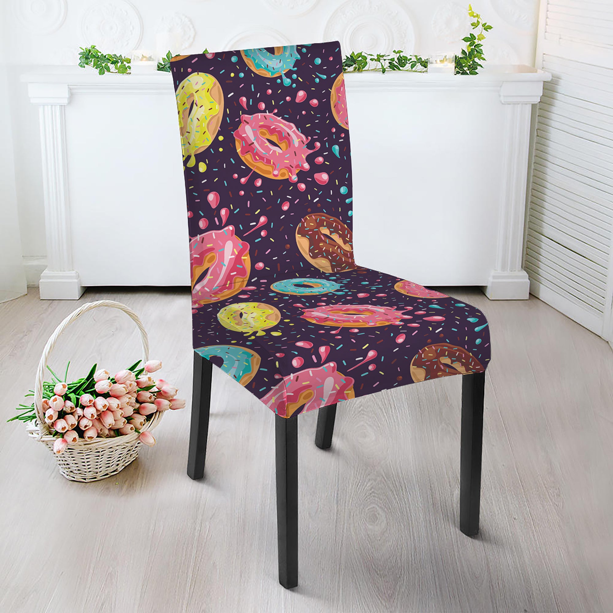 Sprinkles Donut Pattern Print Dining Chair Slipcover