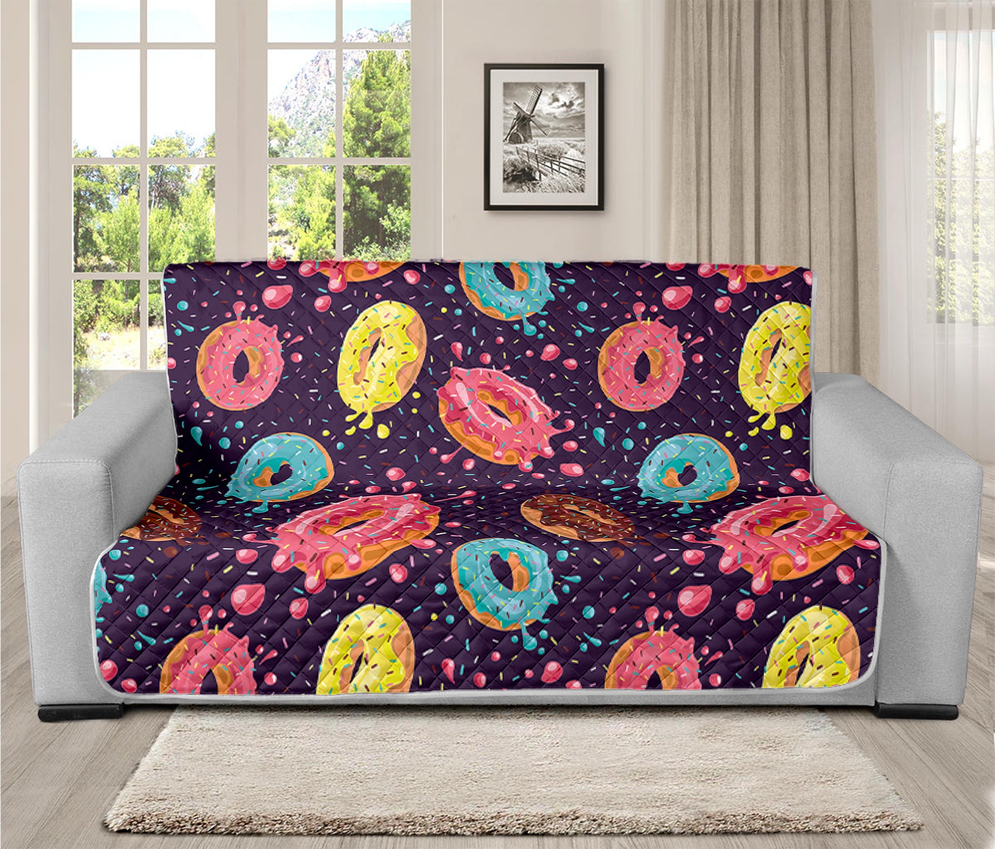 Sprinkles Donut Pattern Print Futon Protector