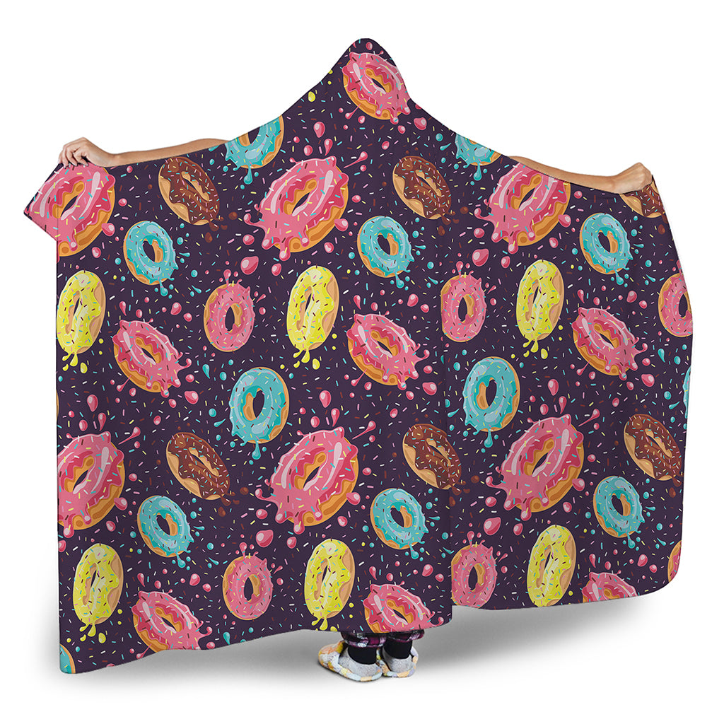 Sprinkles Donut Pattern Print Hooded Blanket
