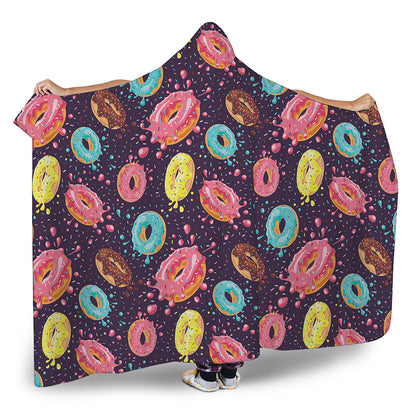 Sprinkles Donut Pattern Print Hooded Blanket