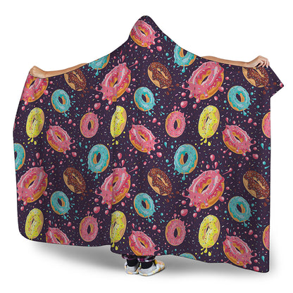 Sprinkles Donut Pattern Print Hooded Blanket