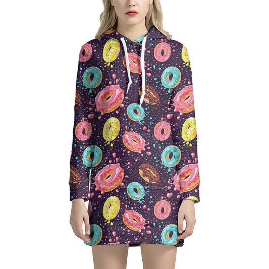 Sprinkles Donut Pattern Print Hoodie Dress