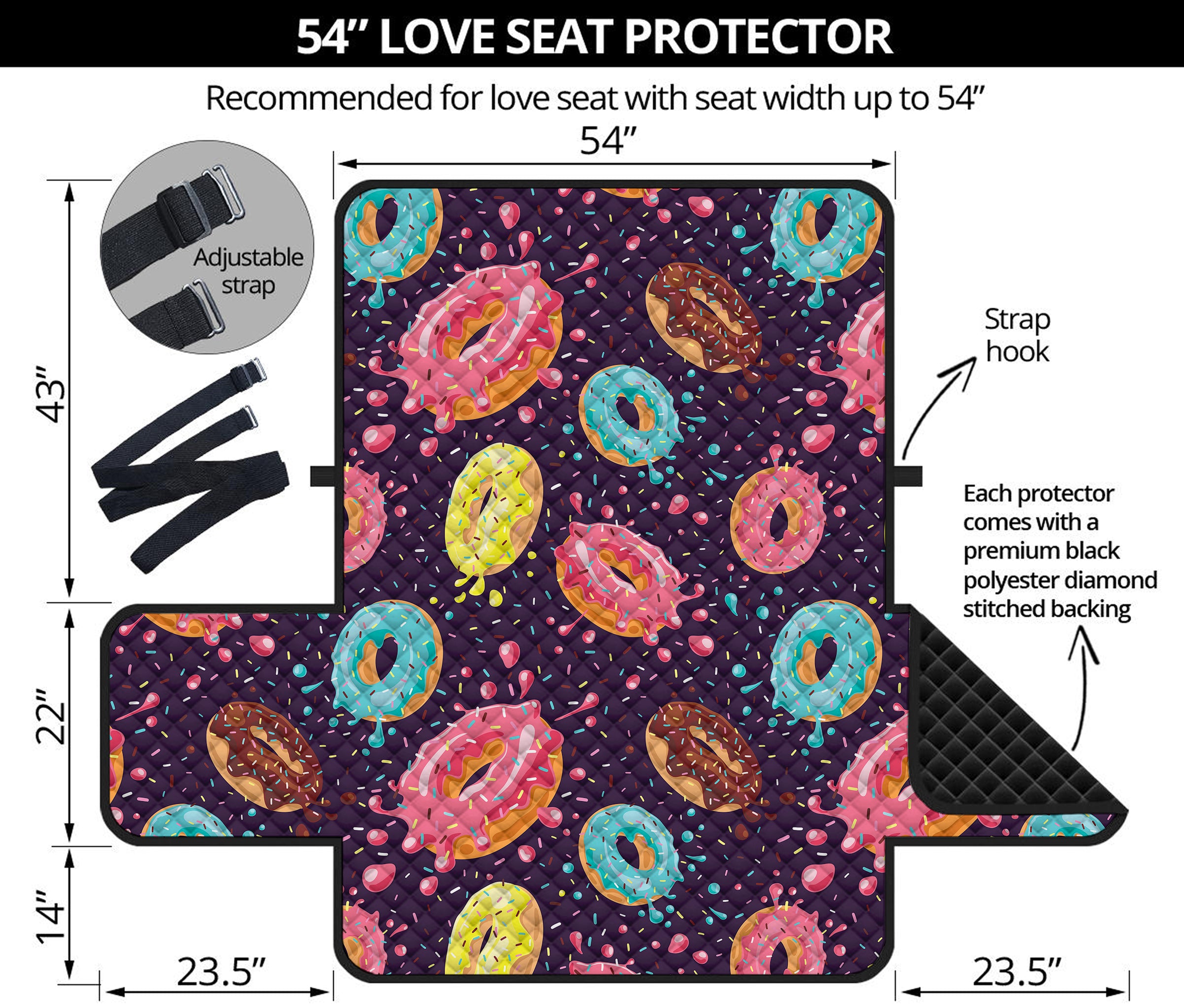 Sprinkles Donut Pattern Print Loveseat Protector