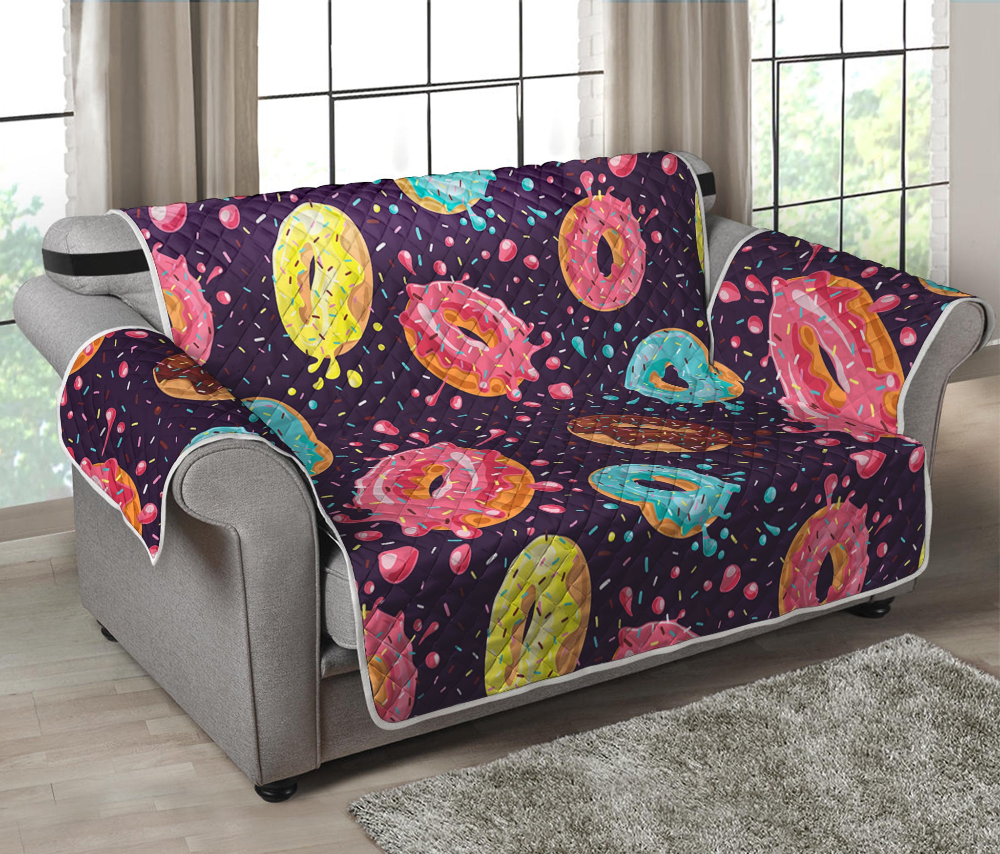 Sprinkles Donut Pattern Print Loveseat Protector