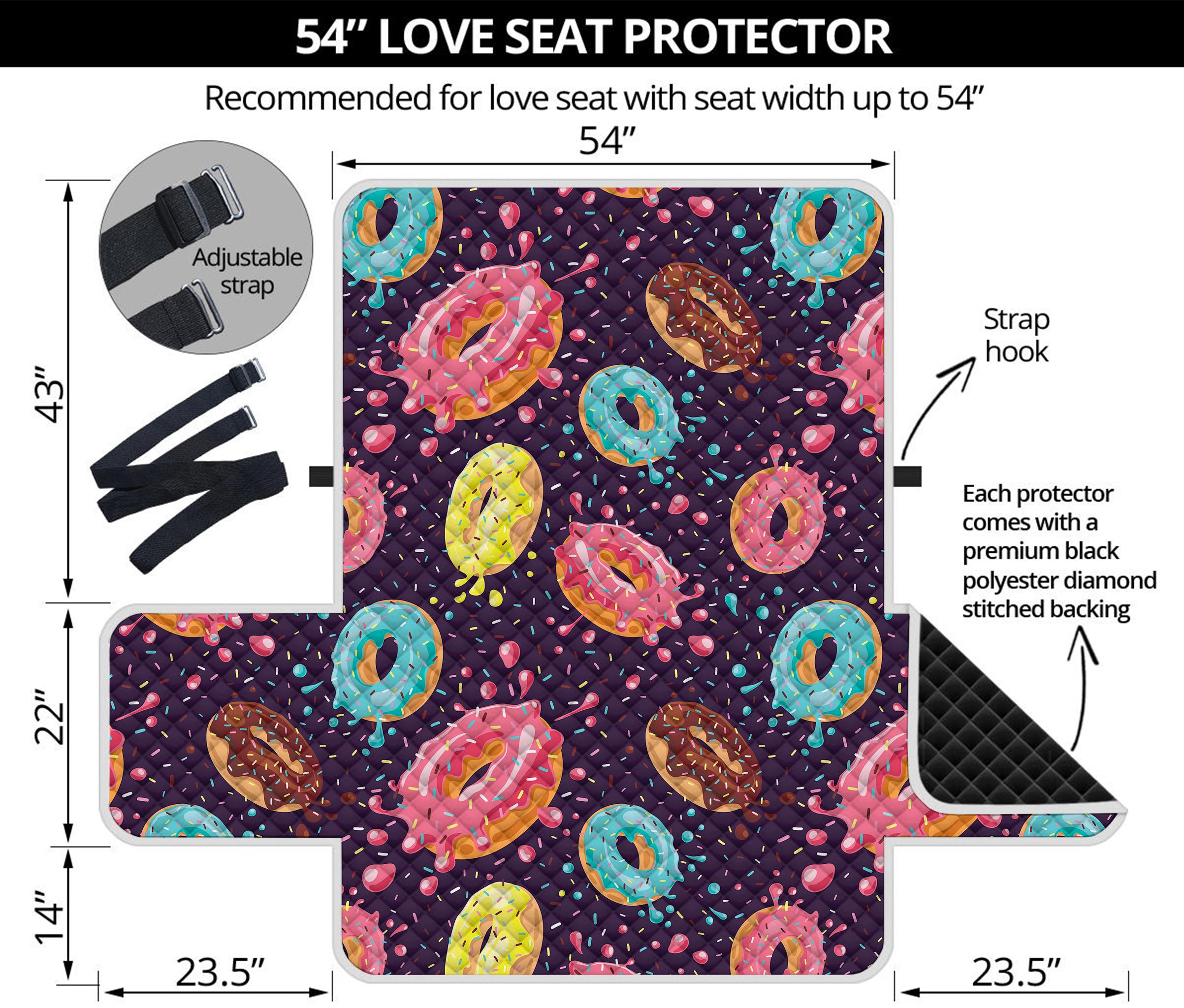 Sprinkles Donut Pattern Print Loveseat Protector