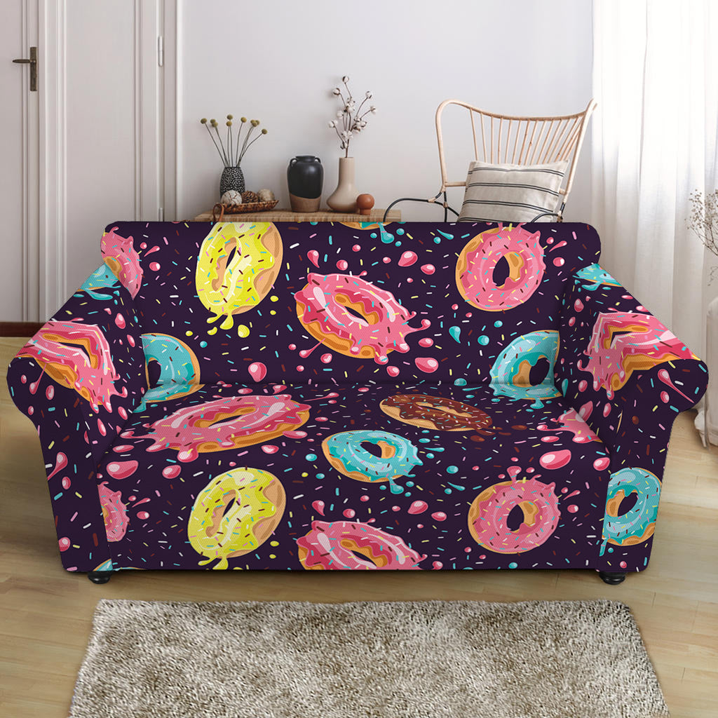 Sprinkles Donut Pattern Print Loveseat Slipcover