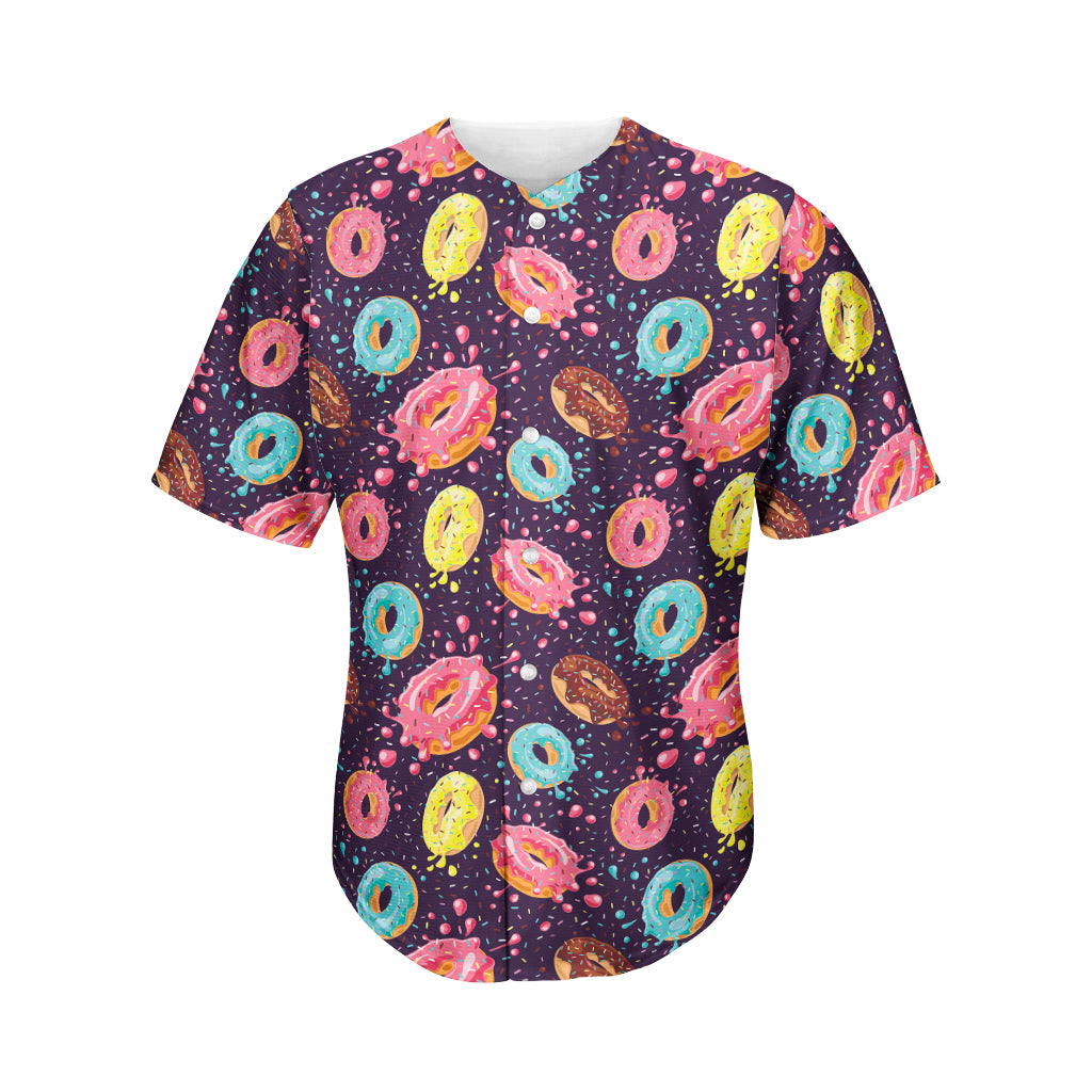 Sprinkles Donut Pattern Print Men's Baseball Jersey