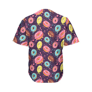 Sprinkles Donut Pattern Print Men's Baseball Jersey