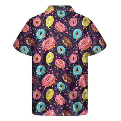 Sprinkles Donut Pattern Print Men's Short Sleeve Shirt