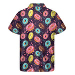 Sprinkles Donut Pattern Print Men's Short Sleeve Shirt