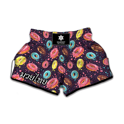 Sprinkles Donut Pattern Print Muay Thai Boxing Shorts