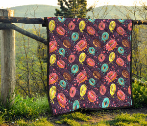 Sprinkles Donut Pattern Print Quilt