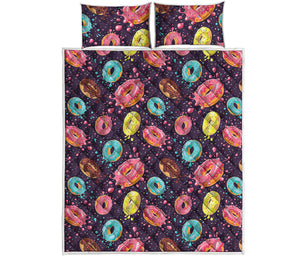 Sprinkles Donut Pattern Print Quilt Bed Set