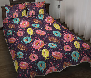 Sprinkles Donut Pattern Print Quilt Bed Set