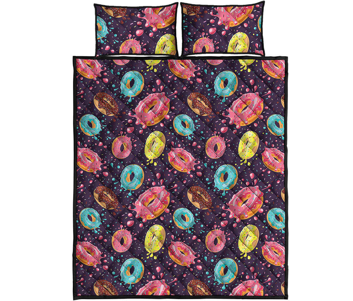 Sprinkles Donut Pattern Print Quilt Bed Set