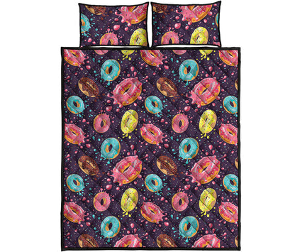 Sprinkles Donut Pattern Print Quilt Bed Set